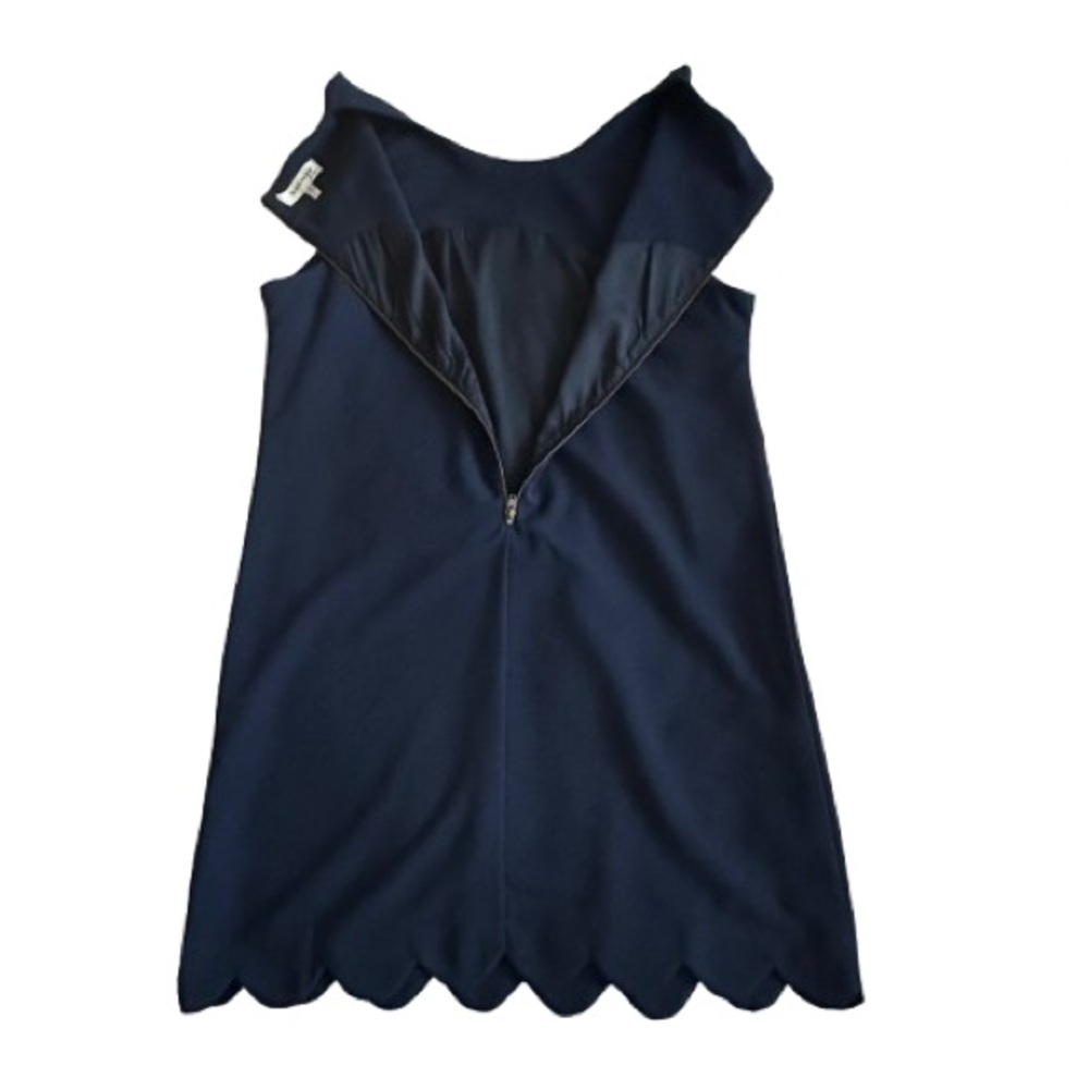 Monteau Women's L Navy Lined Sleeveless Above Knee Scalloped Hem Relaxed Dress - Picture 6 of 14